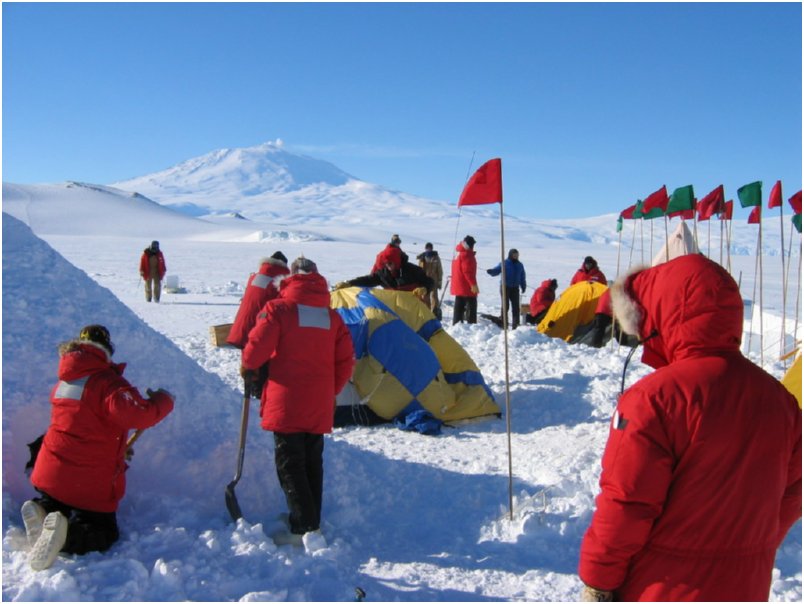 setting up camp